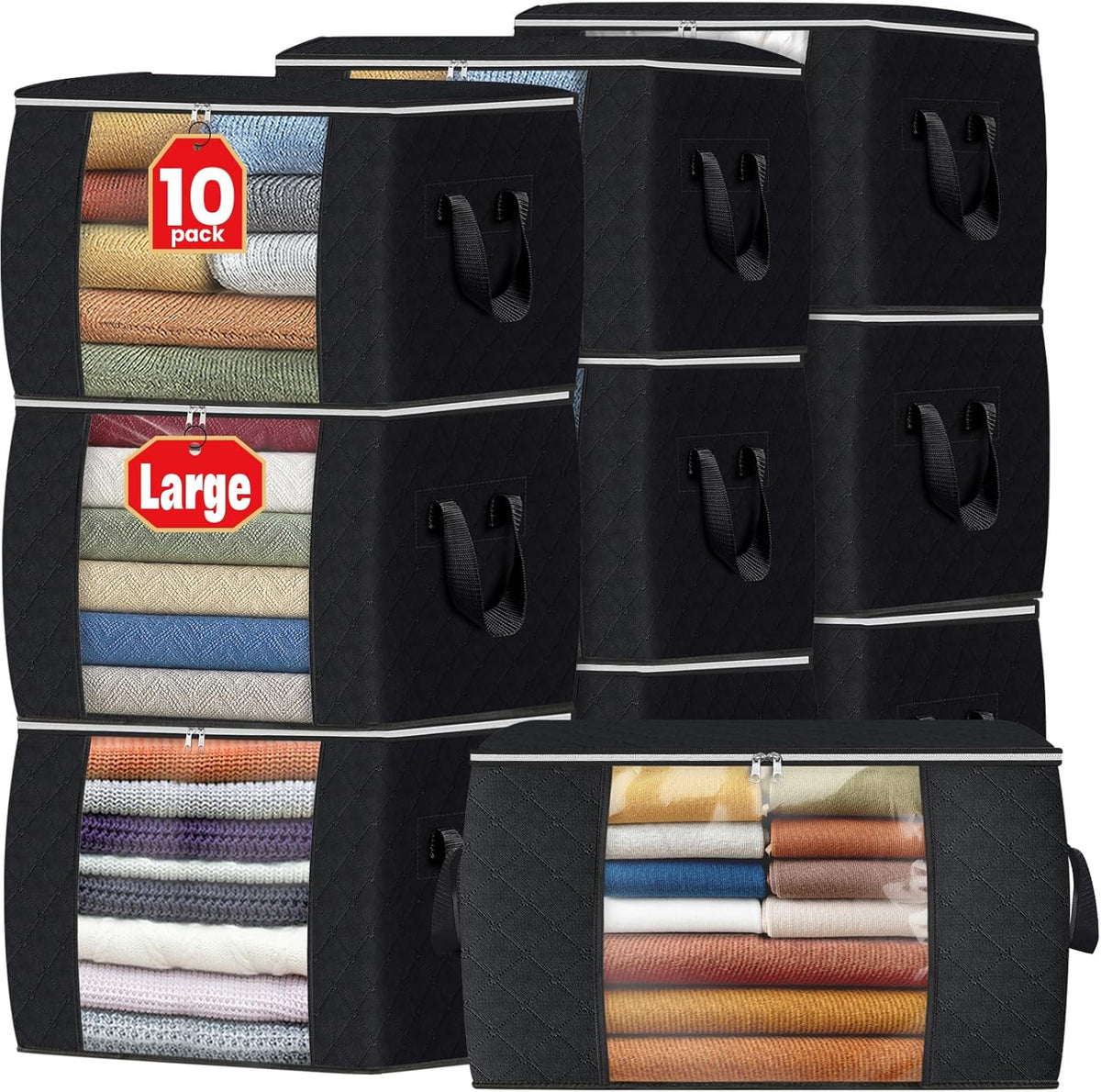 Fab totes Storage Bags for Clothes Blanket Storage Bins with Lids