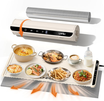 Food Warming Mat with Heat-Resistant Pad, 26X15 Inch, 6 Temperature & 6 Timer Settings, Child Lock Safety,Food Warmer Chafing Dishes for Buffet,Gatherings,Parties,Everyday Use