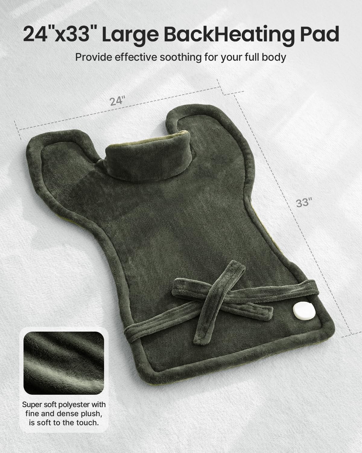 RENPHO Fathers Day Dad Gifts, Electric Heating Pad - 6 Heat Levels for Neck Shoulder and Back, Birthday Gifts for Women Men, Weighted Pad for Snug Fit, ETL Certified, FSA Eligible, 24"x33" Gray