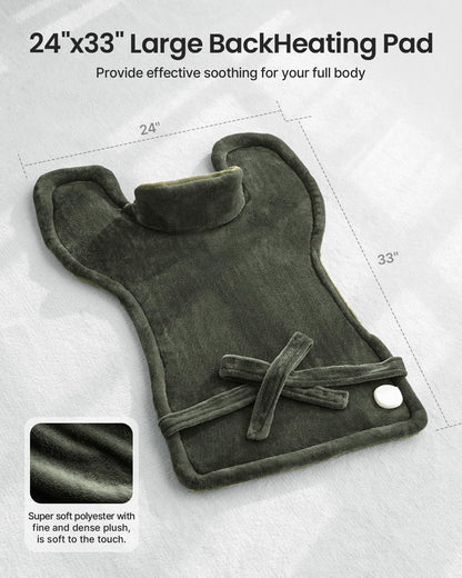 RENPHO Fathers Day Dad Gifts, Electric Heating Pad - 6 Heat Levels for Neck Shoulder and Back, Birthday Gifts for Women Men, Weighted Pad for Snug Fit, ETL Certified, FSA Eligible, 24"x33" Gray