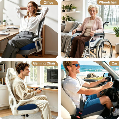 TushGuard Ergonomic Seat Cushion with Coccyx Cutout - 4-Zone Structure Office Chair Cushions for Tailbone Pressure Relief, Non-Slip Chair Pad with Washable Cover for Car, Office, Wheelchair, Black