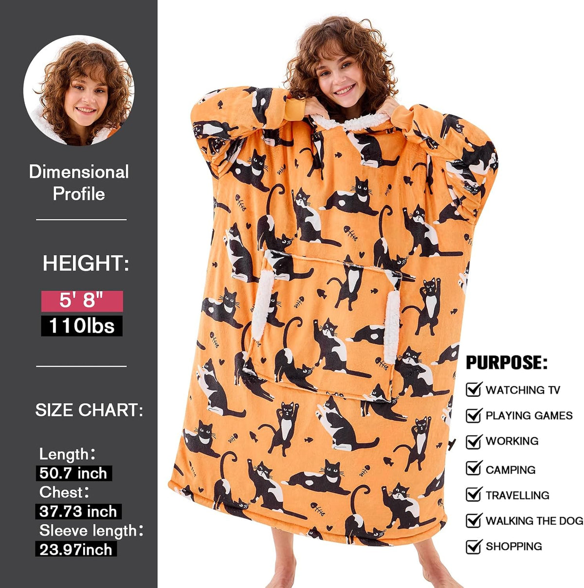 yescool Wearable Blanket Hoodie as Christmas Birthday Gifts for Women Mom - Colors B