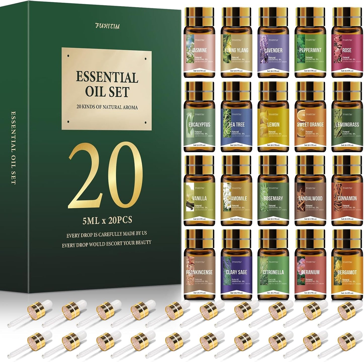 FUHITIM Essential Oil Set, Premium Essential Oils Gift Set for Diffuser, DIY Candle and Soap Making, 42x5 ML (0.17oz)