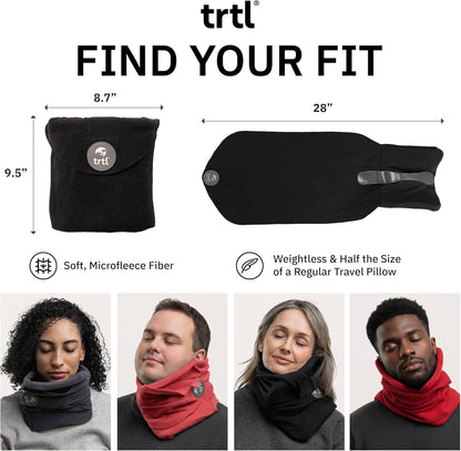 Trtl Pillow - Scientifically Proven Neck Support Travel Pillow for Airplanes - Lightweight and Machine Washable - Ergonomic Design for Traveling on Cars and Trains - Black