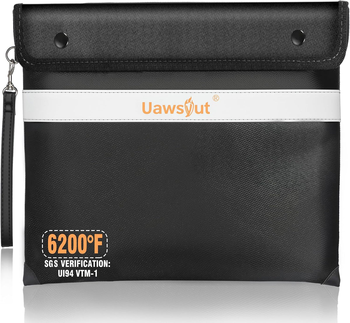 Fireproof Document Bag - 6200°F Important Document Bags with Zipper, Water Resistant Fire Proof Money Bags for Cash, Cell Phone, Tablet, Credit Card,Passport and Valuables (14.2"x11.2", Black)