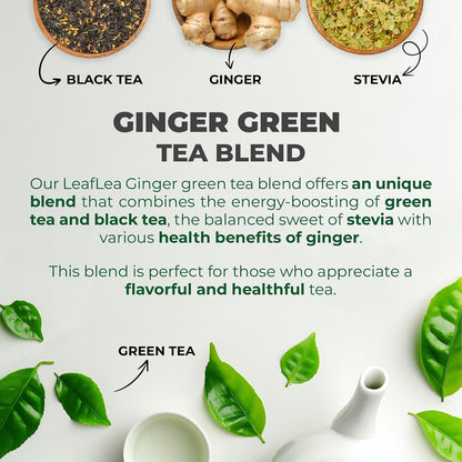LeafLea Ginger Green Tea Bags, Digestion & Immune Support, 80 Count, 2-Pack