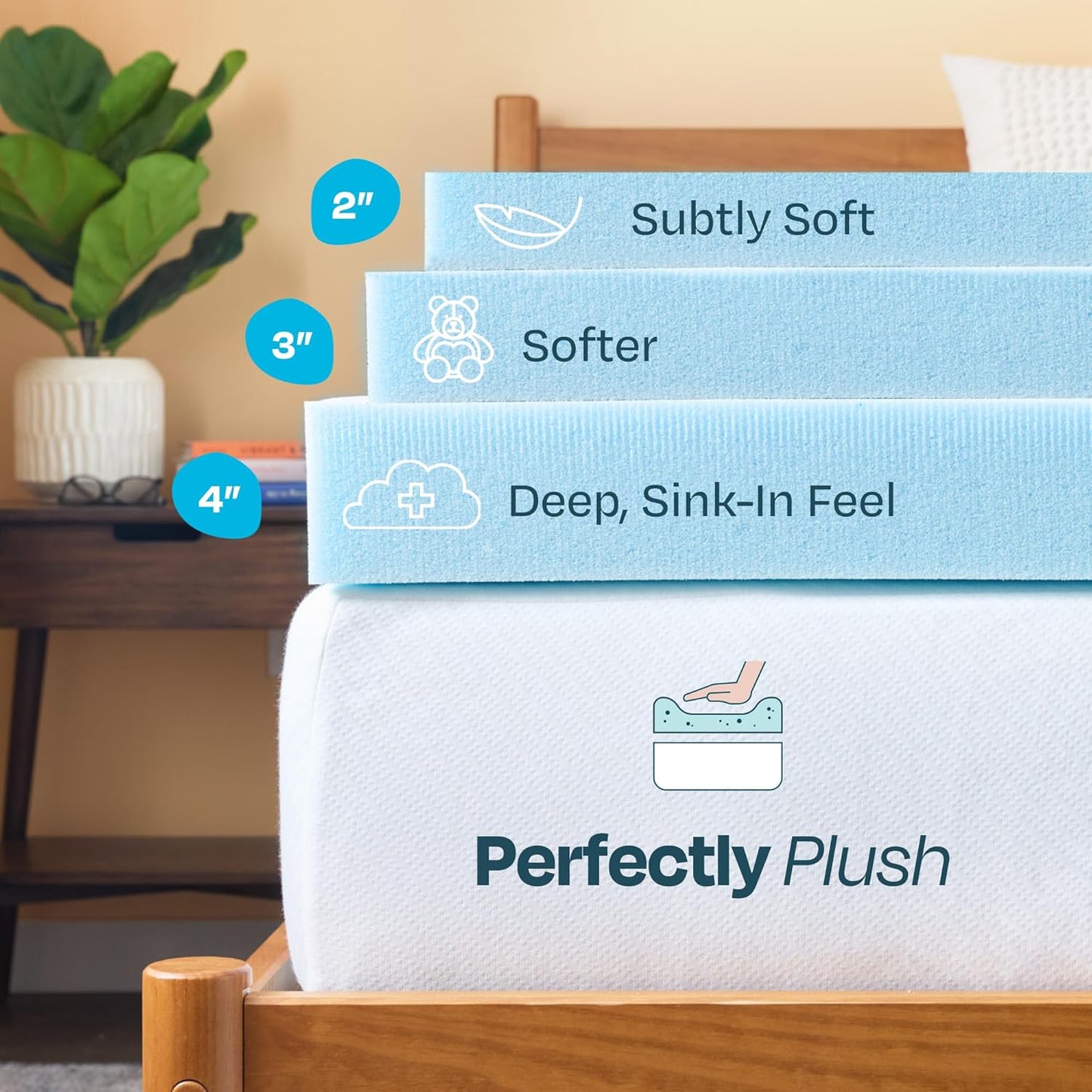 Linenspa Memory Foam Mattress Topper, Queen Size - 2 Inch Gel Infused Memory Foam - Plush Feel - Cooling and Pressure Relieving - CertiPUR Certified