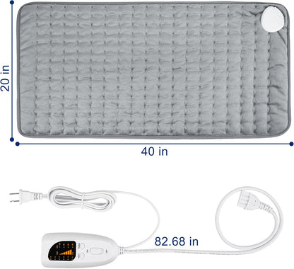 Electric Heating pad with 6 Heat Settings, Auto Shut Off, Dry Electric Heating for Back Neck Knee Arms Legs Shoulder Heat Pads for Christmas Birthday Father Mother's Day (24"X12", Gray Green)