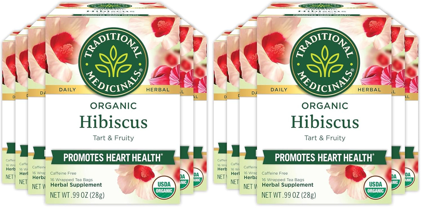 Traditional Medicinals - Organic Hibiscus Herbal Tea (6 Pack) - Supports Heart Health - 96 Tea Bags Total