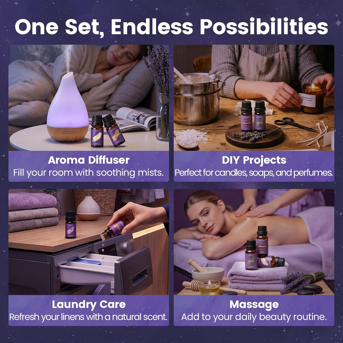 Auelife Men Essential Oils Set for Diffusers for Home, 6x10ml Scented Oil
