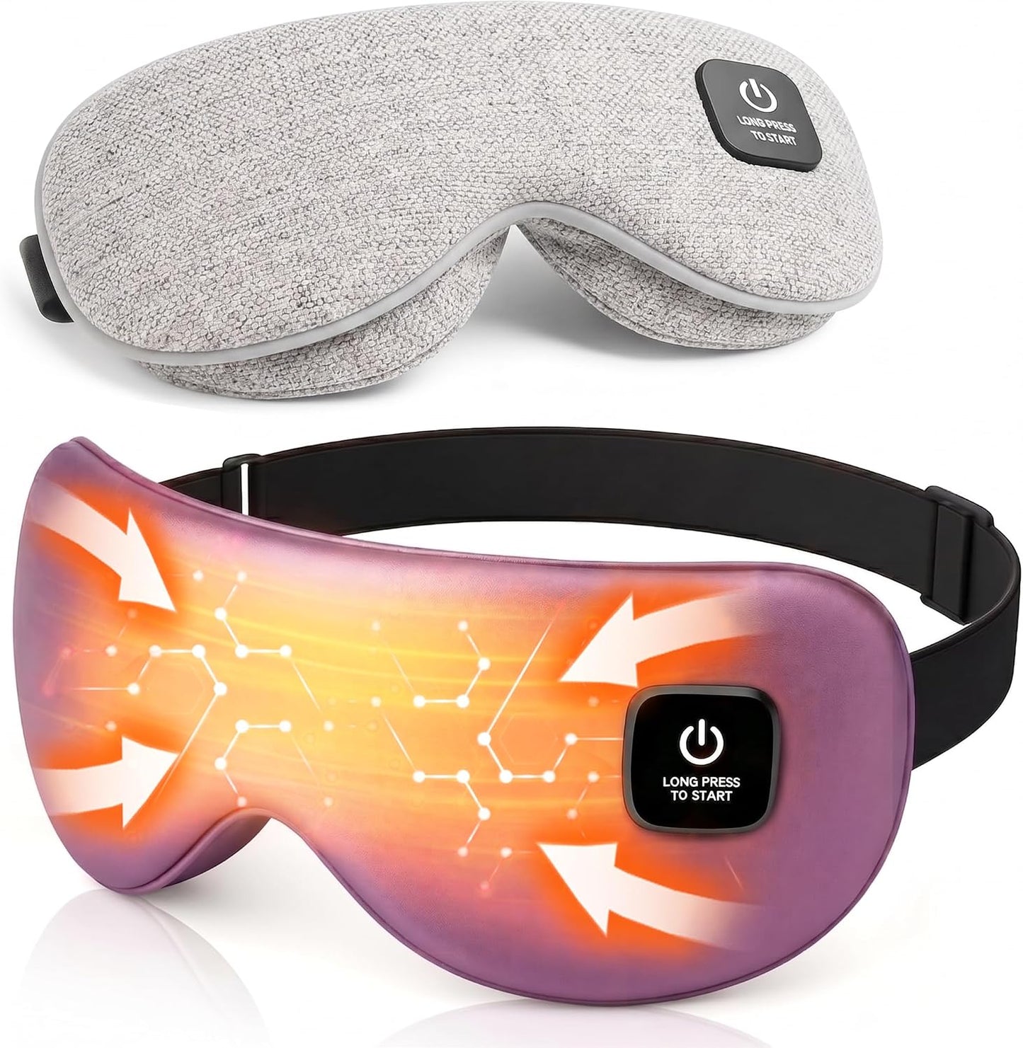 Cordless Heated Eye Mask for Dry Eyes Relief, Rechargeable Warm Eye Compress with 3 Temps, Washable Cover & Bonus Shell, Electric Eye Heating Pad for Sleep, Stye, Travel