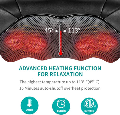 Nekteck Shiatsu Neck and Back Massager with Soothing Heat, Electric Deep Tissue 3D Kneading Massage Pillow for Shoulder Leg Body Muscle Pain Relief, 3 Speed Intensities (Rechargeable)