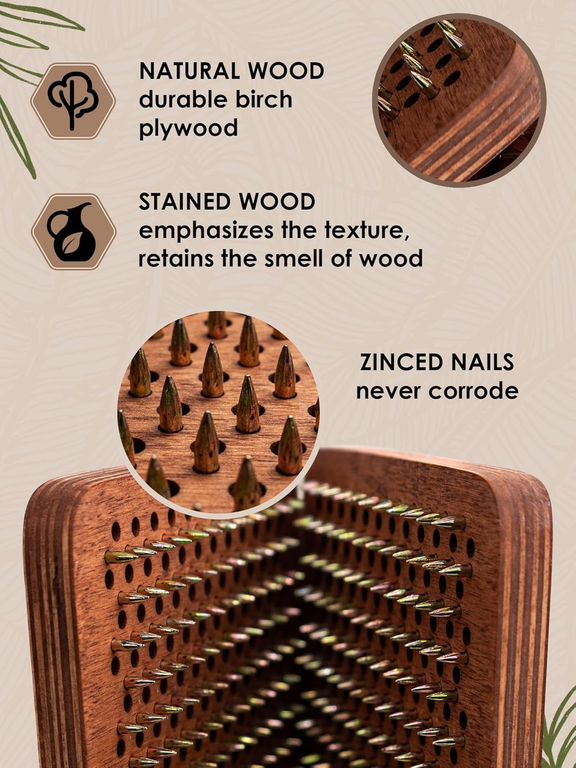 Sadhu board, Wooden Yoga Board for Acupressure and Meditation with Nails for Deep Tissue Massage, Acupuncture Massage, Nails Distance 0.39 In (10 mm)