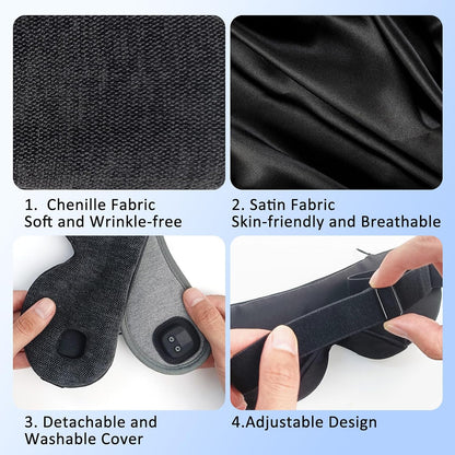 Heated Eye Mask for Dry Eyes, Cordless Warm Eye Compress, 4 Heat Levels, 4-Level Timing, 1000mAh Rechargeable, Blepharitis, Styes, Washable Cover, Travel, Gifts for Family(Black)