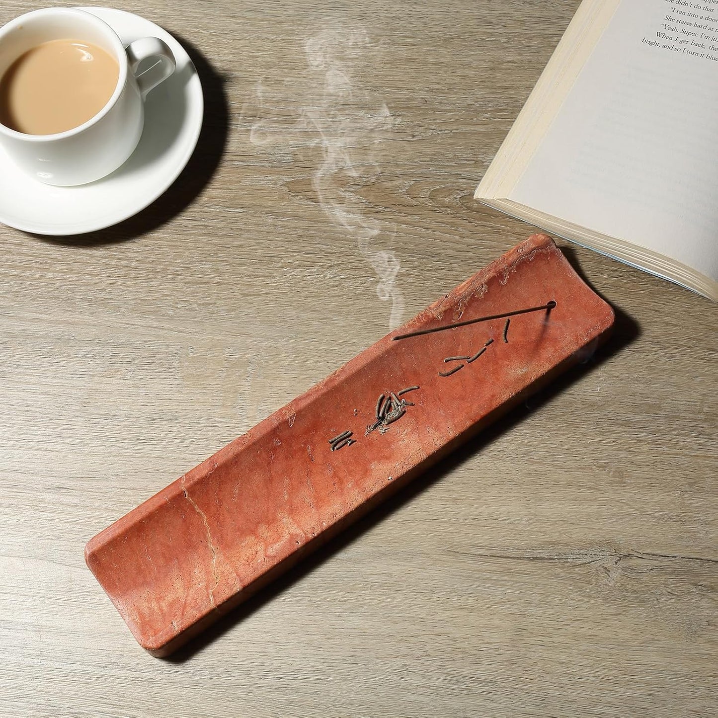 Koville Marble Incense Holder, Incense Holder for Sticks, Incense Sticks Holder Ash Catcher for Meditation Yoga SPA, Natural Stone Incense Burner, Home Table Decor (Grey)