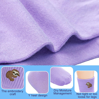 Eurzom 10 Pairs Socks Womens Crew Elastic Ankle Length Cotton Socks Aesthetic Cute Lightweight Low Cut Gifts for Women - Colors B