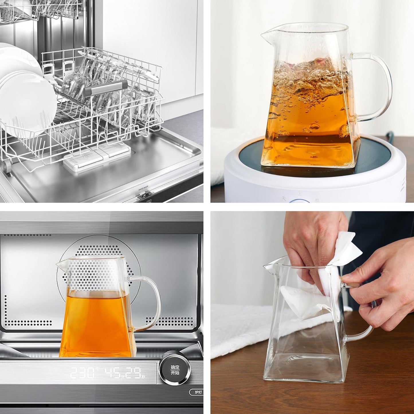CNGLASS Glass Teapot with Infuser,31oz Clear Glass Tea Kettle with Removable Stainless Steel Strainer,Stovetop Safe Glass Teapot for Blooming and Loose Leaf Tea…