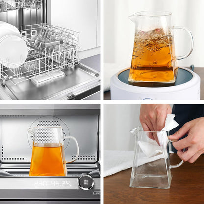 CNGLASS Glass Teapot with Infuser,31oz Clear Glass Tea Kettle with Removable Stainless Steel Strainer,Stovetop Safe Glass Teapot for Blooming and Loose Leaf Tea…