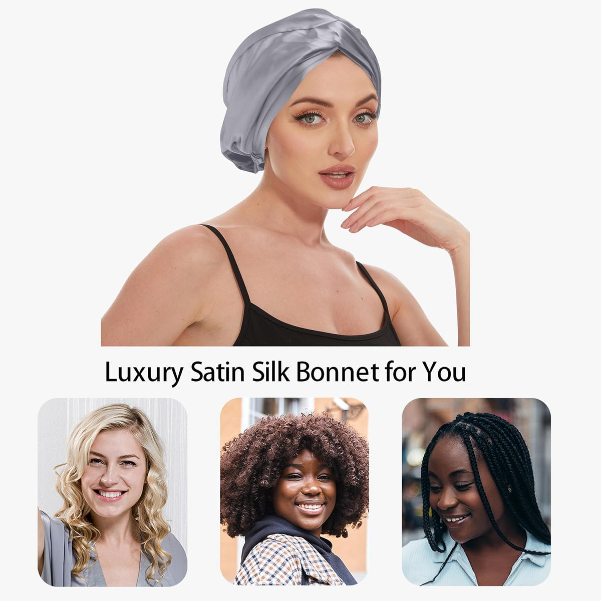 Adjustable Silk Bonnet Satin Curly Hair Wrap for Sleeping Women Anti Frizz