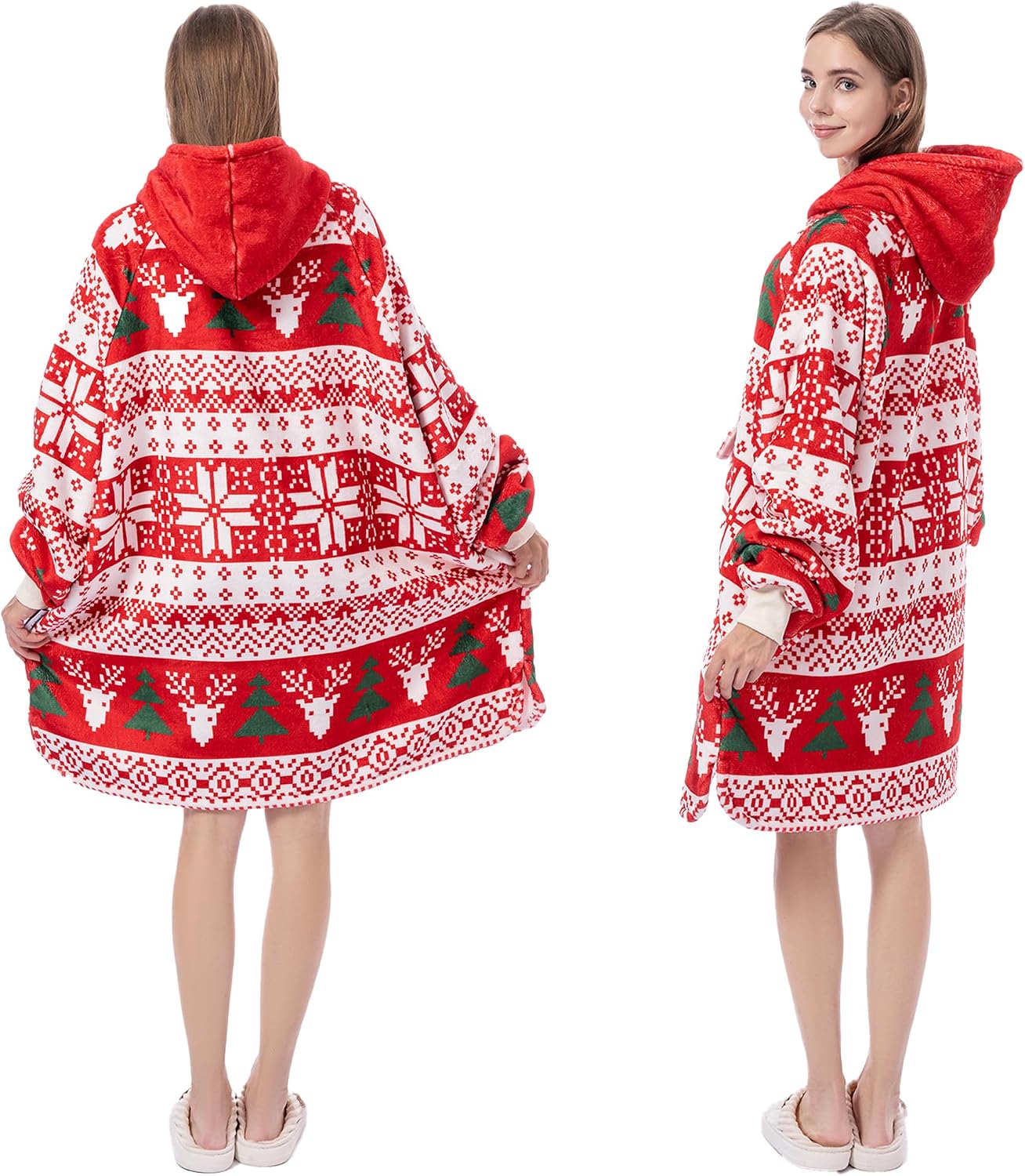 Krifey Wearable Blanket Hoodie, Oversized Sherpa Hooded Blanket for Adults | Soft sherpa fleece with sleeves and pocket; oversized fit for lounging, WFH, camping, Christmas and white elephant gifts.