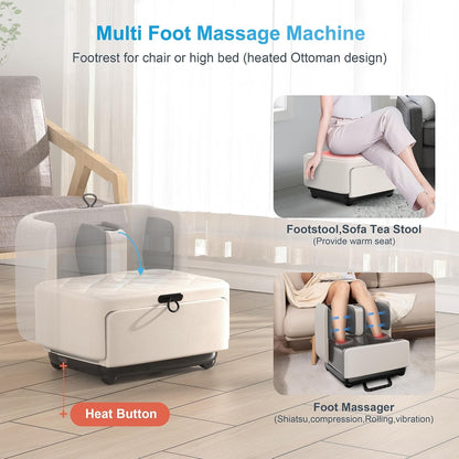 COMFIER 2 in 1 FSA Foot Massager Machine, HSA Shiatsu Foot and Calf Massager with Heat,Kneading,Vibration,Compression Massagers for Feet Health,Ankle & Leg Tired, Plantar Fasclitis,Gift for Men Women
