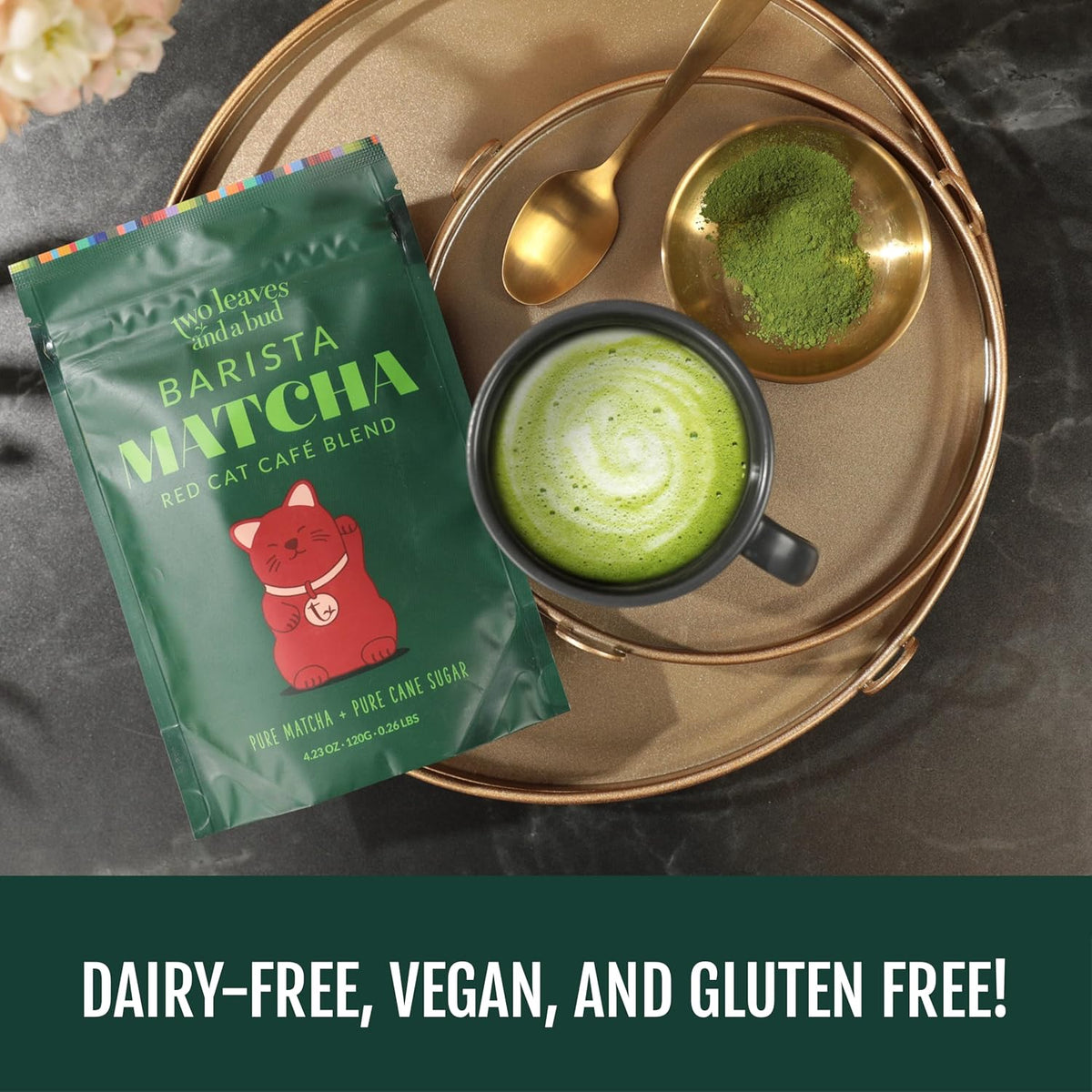 Two Leaves and a Bud Barista Matcha Sweetened Latte Blend, 120g (Pack of 2)