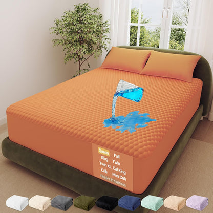 OhGeni 100% Waterproof Mattress Protector,Queen Size Premium Bamboo Mattress Pad,Pet Hair & Bedwetting Resistant,Cooling Breathable Fitted Sheets,Washable Bed Cover,Non-Slip Deep Pocket for Bedroom