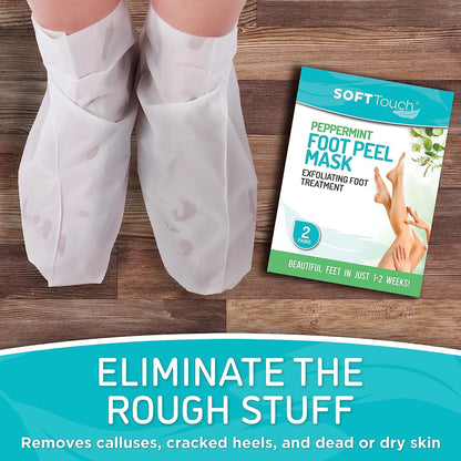 Dermora Soft Touch Foot Peel Mask - Pack of 2 Feet Peeling Masks for Dry, Cracked Heels & Calluses - Exfoliating Foot Mask Peel for Baby Soft Skin (Original)