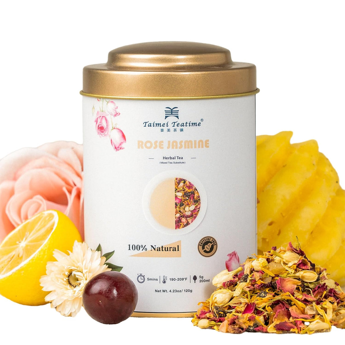 Taimei Teatime Rose Jasmine Herbal Tea Loose Leaf - 4.23oz