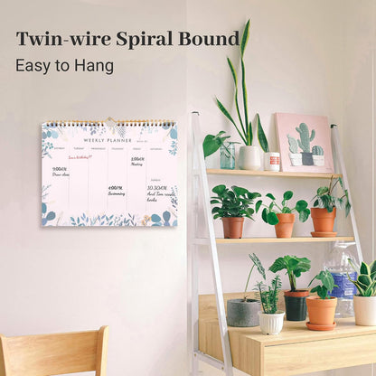 Weekly Planner Notepad Tear Off Set of 2 Weekly Calendar Pad 52 Undated To Do List Notepad Sheets Desk Planner Planning Pads Productivity Tracker for Work Goals Notes Schedule Ideas, Floral Blue