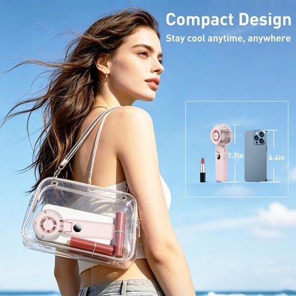 Portable Fan Handheld, Powerful Cooling Misting Fan Rechargeable