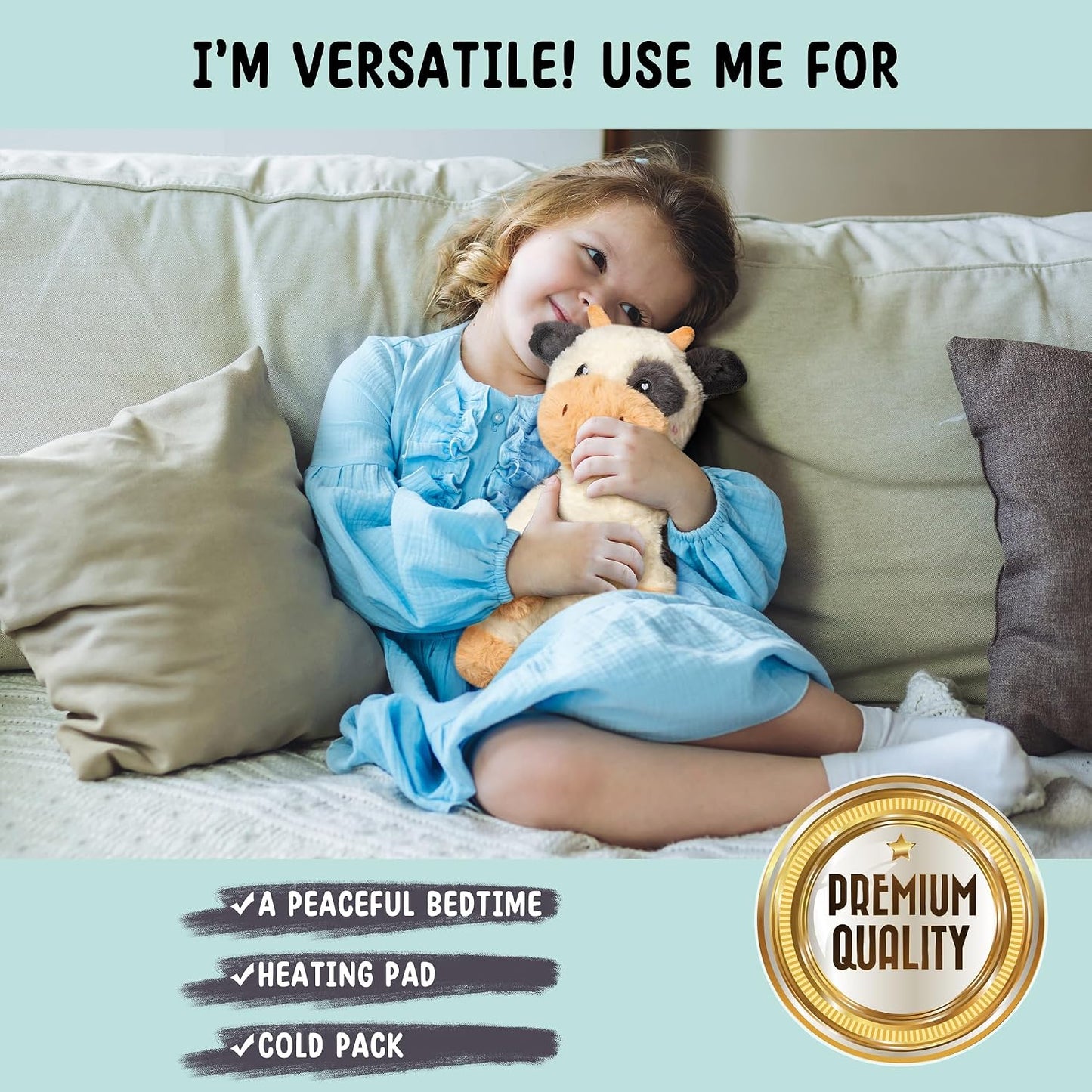 Bunny Microwavable & Weighted Stuffed Animals - 1.5 Lbs Unscented Heating Pad for Period Cramps Pain Relief and Anxiety, Cute Bunny Plush Toys Gifts for Women Girls Adults and Kids by Happy Fuel
