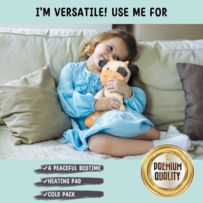 Bunny Microwavable & Weighted Stuffed Animals - 1.5 Lbs Unscented Heating Pad for Period Cramps Pain Relief and Anxiety, Cute Bunny Plush Toys Gifts for Women Girls Adults and Kids by Happy Fuel