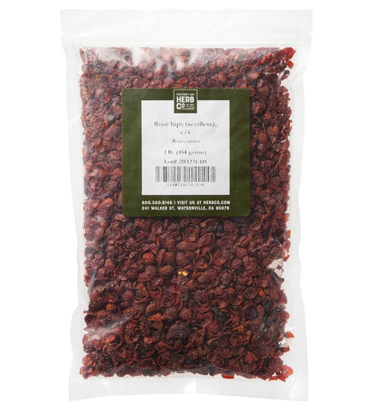 Rose Hips Seedless Cut & Sifted, by Herb Co, Rosa Canina, From Chile, Kosher, for Herbal Tea Blends & Potpourri, 1 lb