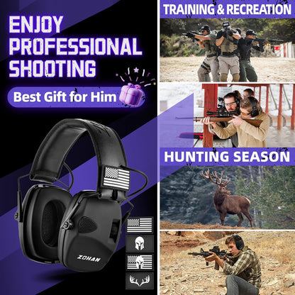 ZOHAN Electronic Shooting Earmuffs Built in Ambient Sound Amplifier, Hearing Protection for Shooters, NRR 23dB Noise Reduction, Ideal Gun Range Ear Protection Headphones for Hunting-Black&Purple