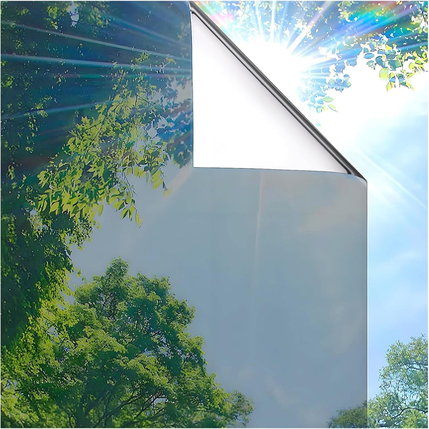 Coavas One Way Privacy Window Film, Heat Control Window Tint for Home, Sun Blocking Reflective Window Film See Out Not in, Anti UV Static Cling for Windows Office Door (Black, 17.5 Inch X 6.5 Feet)