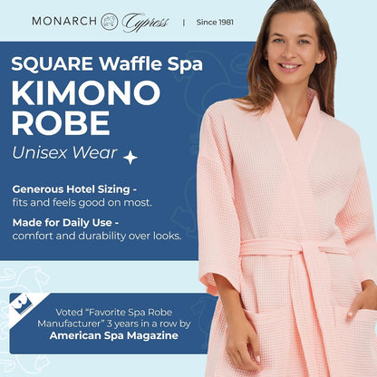 Monarch Square Waffle Spa Kimono Robe for Men or Women