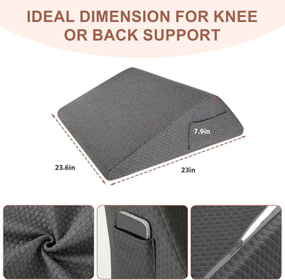 Bedluxe Knee Pillow for Back Sleeping, Leg Pillow Knee Wedge Pillow, Memory Foam Wedge Pillows for Legs Post Surgery, Triangle Pillow for Knee Support, Leg Elevation, Knees Hip Back Pain Relief, White
