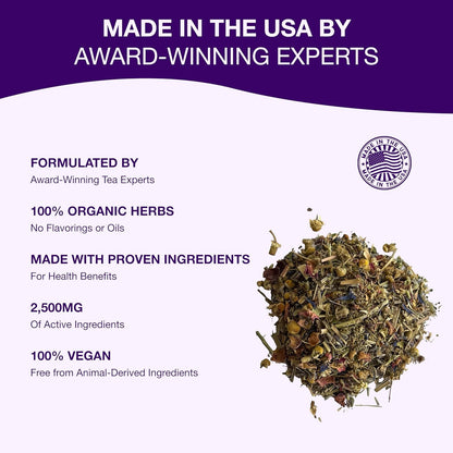 Organic Chamomile Lavender Tea - Relax & Sleep Tea - Chamomile Lavender Tea with Valerian, Passionflower, Lemon Balm and Extra Herbal Ingredients - The Ultimate USDA Organic Sleep Tea