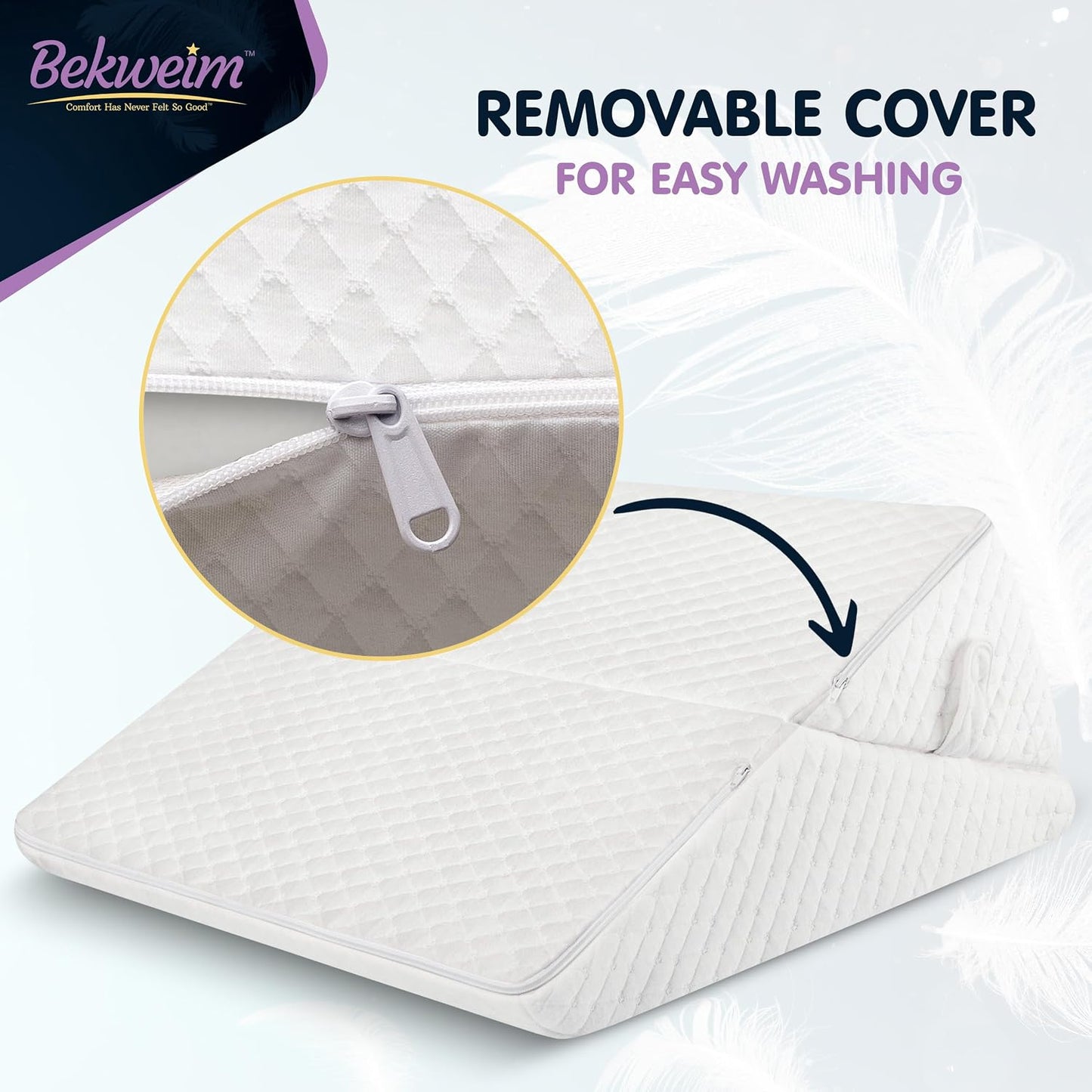 Wedge Pillow for Sleep Apnea, 12 Inch Adjustable Height Bed Wedge Pillow for Chronic Pain, Handicapped Individuals, and Long Term Care and Positioning