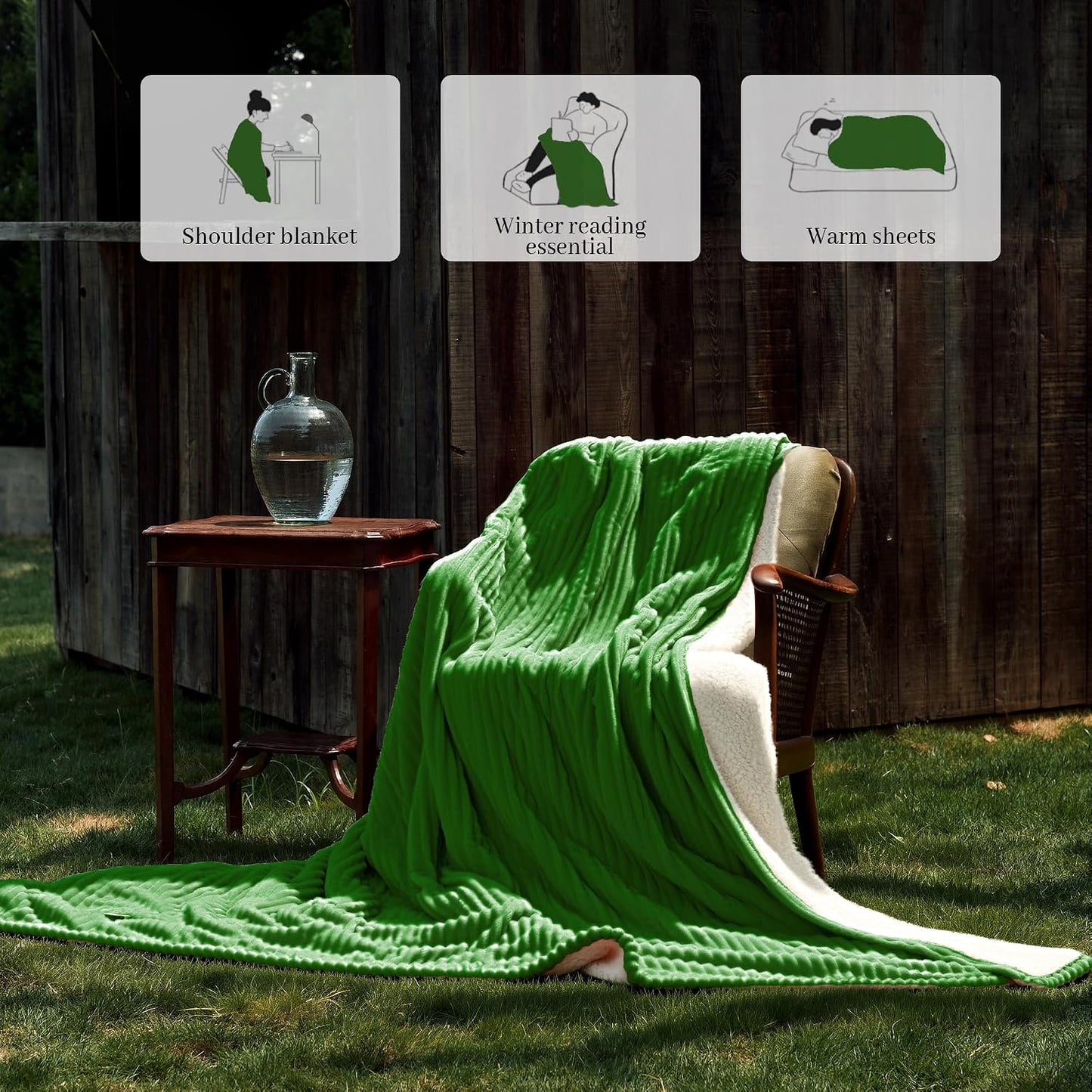 Texciting Heated Blanket Electric Blanket Throw 50''X60''-Heating Throw with 9 Heat Settings-2-10 Hours Auto Off,ETL Certified,Machine Washable (Green)