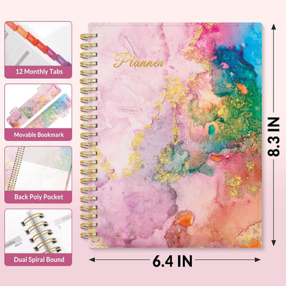 SUNEE Academic Planner 2026-2027 – Weekly & Monthly Planner, July 2026 to June 2027, 6.4"x8.3", Thick Paper, Tabs, Pockets, Bookmark, Spiral-Bound, Student Teacher Organizer, Black