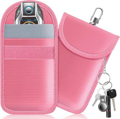 Faraday Pouch for Car Keys, Faraday Bag, Car RFID Signal Blocking Holder, Key Fob Protector, Key fob cage Block Signal Anti-Theft Fob Case (2 Pack)