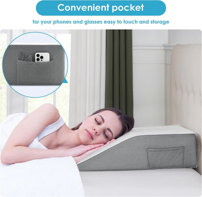Cozymaker 7.5-inch Bed Wedge Pillow for Sleeping Back Support Pain Relief