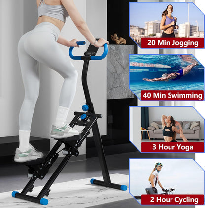 Stair Stepper for Home Gym Exercise, Vertical Climber Exercise Machine for Full Body Workout, Compact Folding Cardio Exercise Climber with Adjustable Handlebar (Blue)