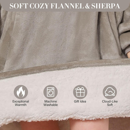 LetsFunny Blanket Hoodie,Oversized Wearable Sherpa Fleece Blanket Sweatshirt,Super Soft Warm Cozy with Giant Pocket,Gifts for Women Men Adults Teenagers, One Size Fits All