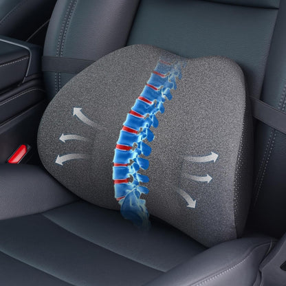 Lumbar Support Pillow for Car - 20.9 Inch Extended Car Back Support Relieves Full Back Discomfort on Long Rides, Rebuilds Support for Older Vehicles, Fits Mid-to-Large Sedans, SUVs & Trucks