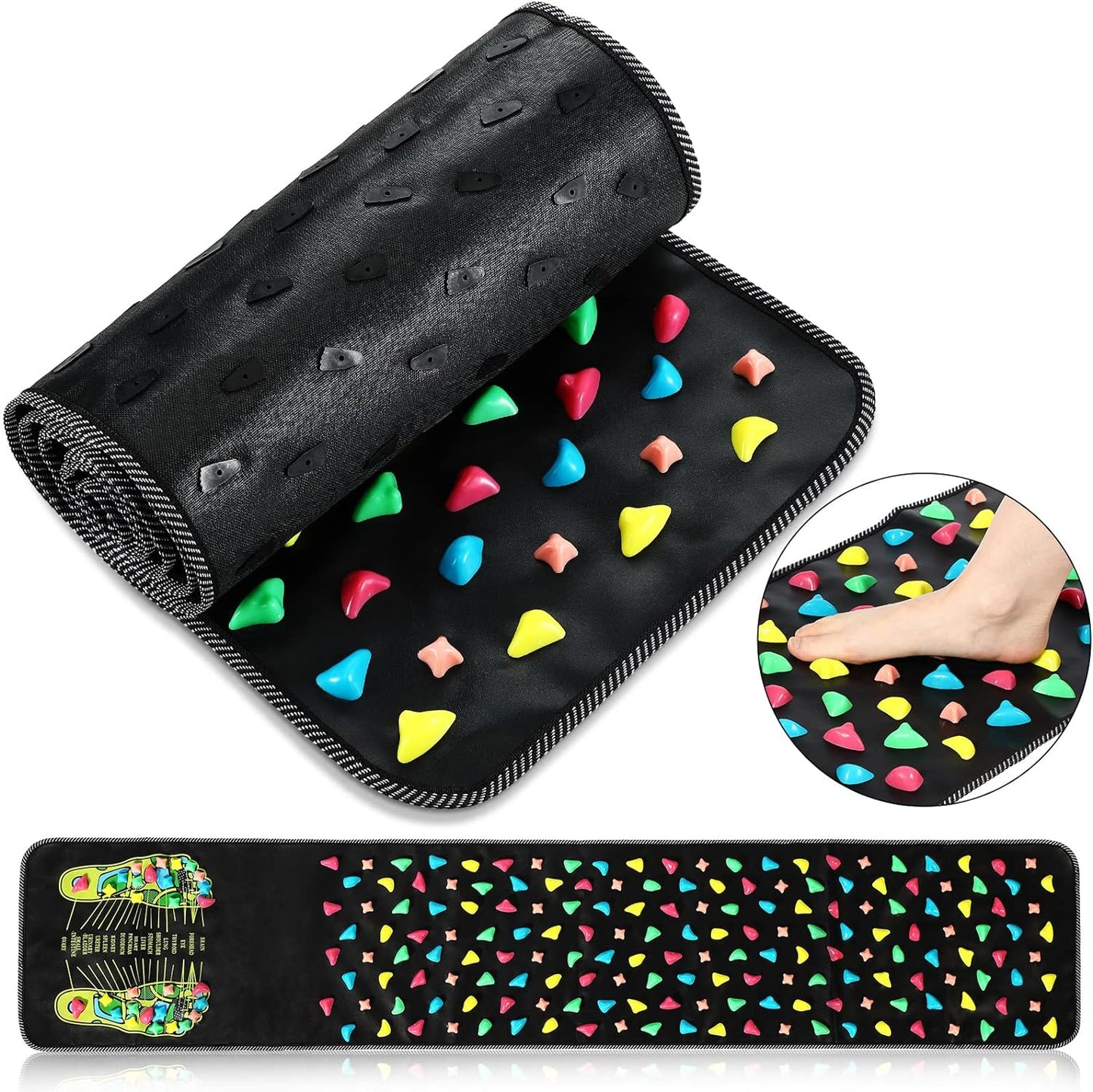BBTO Foot Massage Mat Reflexology Walk Stone Road for Acupressure Foot Massage Acupoint Mat for Long Sitting Elderly Students and Office Workers(55.12 x 13.78 Inches)