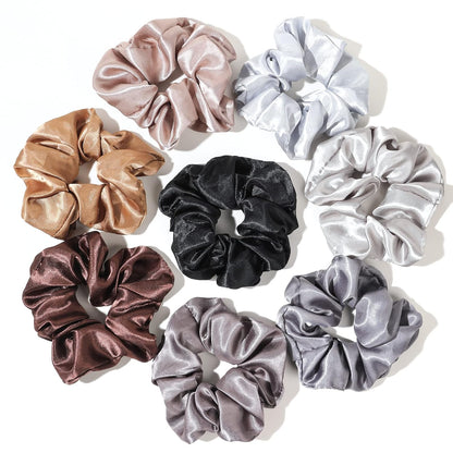 16 Pcs Scrunchies for Women - Black Satin Silk Scrunchies for Girls Hair Ties Elastics Bands Ponytail Holder Hair Accessories