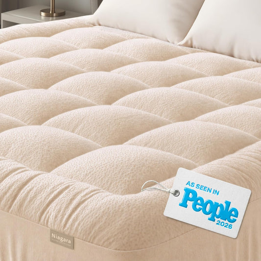 Niagara Sleep Solution Ultra Soft Queen Size Mattress Topper - Rayon Derived from Bamboo Pillow Top Mattress Pad for Back Pain Relief - Naturally Cooling for Hot Sleepers, Green